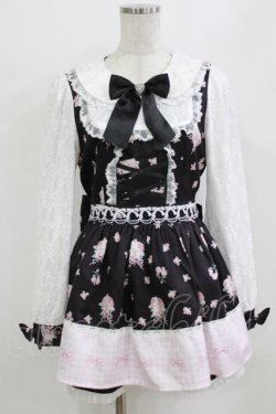 画像1: Ank Rouge / ドリーミーフラワープリントSet up M ブラック H-26-01-30-035-CA-OP-NS-ZH