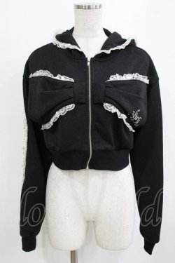 画像1: Ank Rouge / キラキララメパーカー M ブラック H-26-01-30-040-CA-TO-NS-ZH