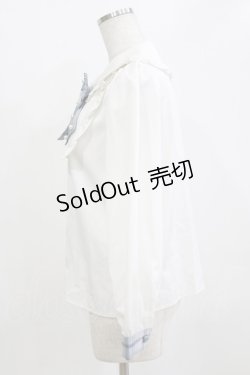 画像2: Ank Rouge / パールリボンブラウス M オフ/ブルー H-26-01-30-046-CA-BL-NS-ZH