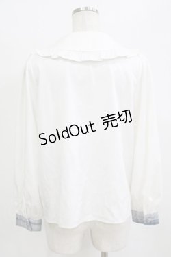 画像3: Ank Rouge / パールリボンブラウス M オフ/ブルー H-26-01-30-046-CA-BL-NS-ZH