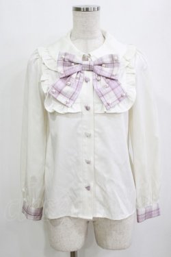 画像1: Ank Rouge / パールリボンブラウス M オフ/ピンク H-26-01-30-047-CA-BL-NS-ZH