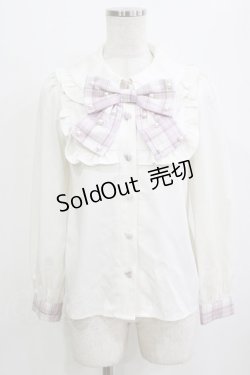 画像1: Ank Rouge / パールリボンブラウス M オフ/ピンク H-26-01-30-047-CA-BL-NS-ZH