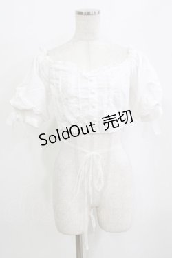 画像1: Me roir / ぐるぐるリボンオフショルブラウス M ホワイト H-26-01-30-049-GO-BL-NS-ZH