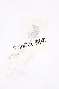 画像1: Innocent World / ピーターラビット  クルー丈ソックス  生成り/ショコラ H-26-01-30-1006-IW-ZA-NS-ZH