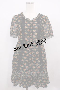 画像1: axes femme / 花柄ワンピース M ブラック H-26-01-30-1037-AX-OP-NS-ZH