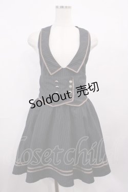 画像1: Blue rouge / ストライプジャンパースカート Free ネイビー H-26-01-30-1040-CA-OP-NS-ZH