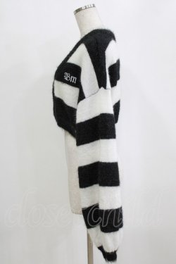 画像2: Ank Rouge / Bemqinモフモフニットカーデ M オフ/ブラック H-26-01-30-055-CA-TO-NS-ZH