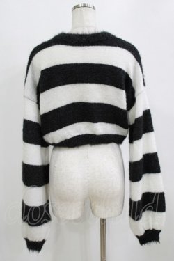 画像3: Ank Rouge / Bemqinモフモフニットカーデ M オフ/ブラック H-26-01-30-055-CA-TO-NS-ZH