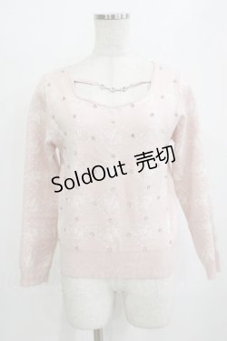 画像1: Ank Rouge / ストーンモノグラムニット M ピンク H-26-01-30-056-CA-TO-NS-ZH