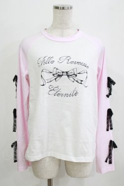 画像1: majoretty / まきちゃん/リボンTシャツ M ピンク H-26-01-30-061-GO-TS-NS-ZH