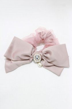 画像1: Rojita / パールチャーム付きBIGリボンシュシュ  ピンク H-26-01-30-070-LO-AC-NS-ZH