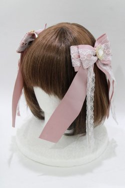 画像1: Princess Melody / オールハートビジュー梯子レース重ねクリップ  ピンク H-26-01-30-072-EL-AC-NS-ZH