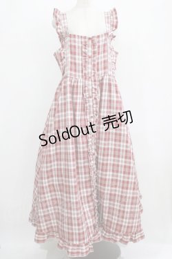 画像1: FLC / 皆方由衣コラボ/チェックフリルジャンパースカート 4L レッド H-26-01-30-003-LO-OP-NS-ZH