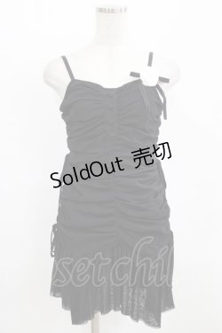 画像1: Me roir / ギャザーチュールキャミワンピース M ブラック H-26-01-30-024-GO-OP-NS-ZH