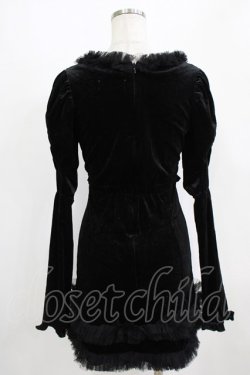 画像3: Ank Rouge / チュールフリルフロントあきベロアワンピース M ブラック H-26-01-30-026-CA-OP-NS-ZH