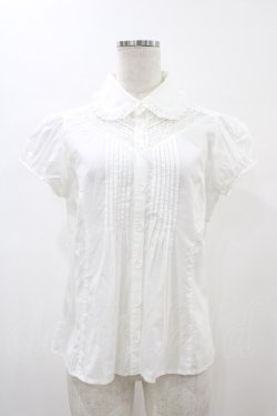 画像1: Emily Temple cute / レース切替ピンタックパフブラウス  ホワイト H-26-02-01-1041-ET-BL-KB-ZH
