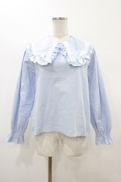 画像1: Nile Perch / ギンガムチェックブラウス  サックス H-26-02-01-1048-LO-BL-KB-ZH