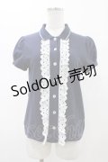 Jane Marple / レース付ポロトップス  ネイビー H-26-02-01-1054-JM-TO-KB-ZH