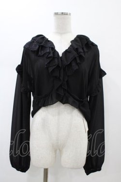 画像1: MR corset / レースフリルシフォンボレロ  ブラック H-26-02-01-1057-PU-TO-KB-ZH