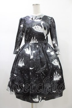 画像1: MILK / スワンレイクドレス  ブラック×ホワイトスワン H-26-02-01-1008-ML-OP-KB-ZH
