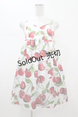 画像1: MILK / タランチェリースリップドレス  ホワイト×レッドチェリー H-26-02-01-1019-ML-OP-KB-ZH