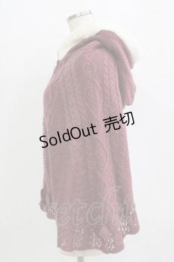 画像2: axes femme POETIQUE / リボン裏ボアニットケープ M ワイン H-26-02-02-029-AX-JA-NS-ZH