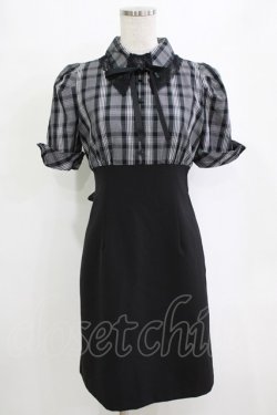 画像1: EATME / レースカラーブラウスドッキングワンピース S ブラック/チェック H-26-02-02-034-LO-OP-NS-ZH