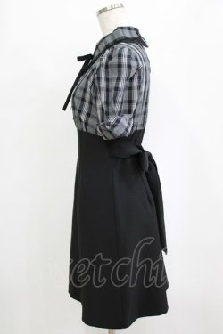 画像2: EATME / レースカラーブラウスドッキングワンピース S ブラック/チェック H-26-02-02-034-LO-OP-NS-ZH
