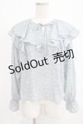 an another angelus / フレンチローズ柄ラッフルカラーブラウス Free L/BLUE×WH H-26-02-02-042-CA-BL-NS-ZH