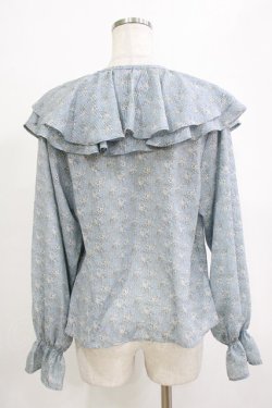 画像3: an another angelus / フレンチローズ柄ラッフルカラーブラウス Free L/BLUE×WH H-26-02-02-042-CA-BL-NS-ZH