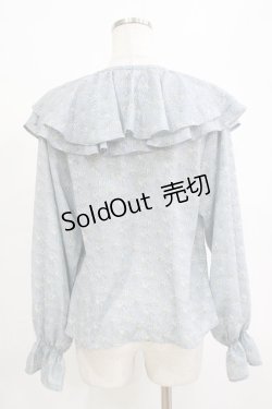 画像3: an another angelus / フレンチローズ柄ラッフルカラーブラウス Free L/BLUE×WH H-26-02-02-042-CA-BL-NS-ZH