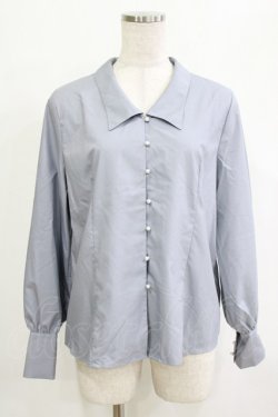 画像1: an another angelus / パール釦Vネックシャツ Free BLUE GRAY H-26-02-02-043-CA-BL-NS-ZH