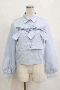 画像1: Bubbles / ツインリボンブラウス Free ブルー H-26-02-02-044-CA-BL-NS-ZH