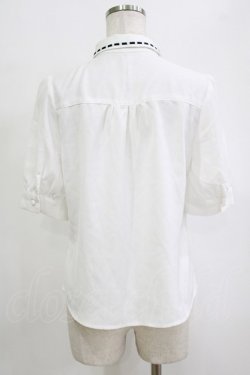 画像3: Fi.n.t / 配色タイ付きはしごリボン衿5分袖ブラウス Free OFF×NAVY H-26-02-02-046-CA-BL-NS-ZH