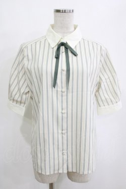 画像1: F i.n.t / タイ付きマルチストライプクレリック5分袖シャツ Free OLIVEGREEN H-26-02-02-047-CA-BL-NS-ZH