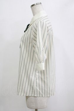 画像2: F i.n.t / タイ付きマルチストライプクレリック5分袖シャツ Free OLIVEGREEN H-26-02-02-047-CA-BL-NS-ZH