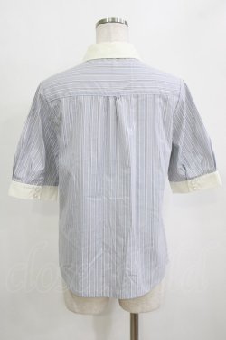 画像3: F i.n.t / タイ付きマルチストライプクレリック5分袖シャツ Free L/BLUE H-26-02-02-048-CA-BL-NS-ZH