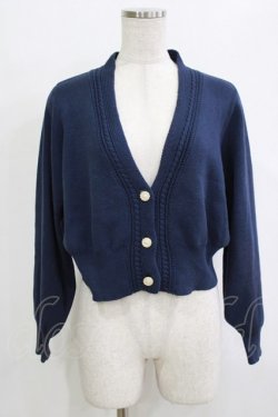 画像1: an another angelus / 飾りケーブル衿ぐりニットカーディガン Free NAVY H-26-02-02-053-CA-TO-NS-ZH