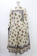 Jane Marple Dans Le Salon / Flowers of Jouy scarf Tartan check hem dress M アイボリー H-26-02-02-1031-JM-OP-AK-ZH