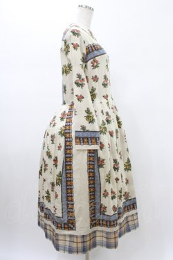 画像3: Jane Marple Dans Le Salon / Flowers of Jouy scarf Tartan check hem dress M アイボリー H-26-02-02-1031-JM-OP-AK-ZH