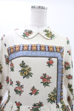 画像4: Jane Marple Dans Le Salon / Flowers of Jouy scarf Tartan check hem dress M アイボリー H-26-02-02-1031-JM-OP-AK-ZH