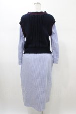 画像2: Jane Marple Dans Le Salon / Tilden vest and stripe trompe-l'oeil dress M ネイビー×ブルー H-26-02-02-1046-JM-OP-AK-ZH (2)