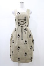 画像1: MILK / Rose Jacquardジャンパースカート  ベージュベース H-26-02-02-1051-ML-OP-KB-ZT030 (1)
