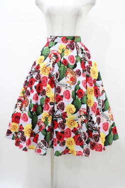 画像1: HELL BUNNY / Mexico 50’s Skirt M サックス H-26-02-02-1053-PU-SK-KB-ZH
