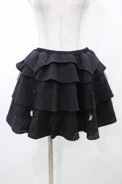 画像1: DimMoire / ガーター風フリルスカート  ブラック H-26-02-02-1055-0-SK-KB-ZH