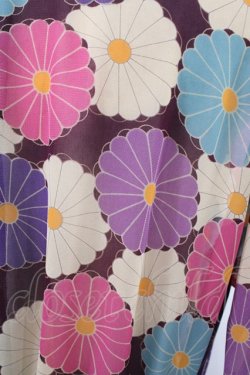 画像3: Despair / ギャザー袖和柄シースルー羽織  レトロ菊紫×ブラック H-26-02-02-1060-GO-TO-KB-ZH