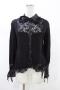 h.naoto Blood / ヨークレースダメージブラウス  ブラック H-26-02-02-1021-HN-BL-KB-ZH