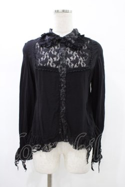 画像1: h.naoto Blood / ヨークレースダメージブラウス  ブラック H-26-02-02-1021-HN-BL-KB-ZH