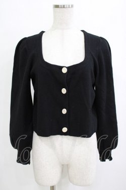 画像1: Fi.n.t / ローズ彫刻釦ディープカラーニットカーディガン Free BLACK H-26-02-02-056-CA-TO-NS-ZH