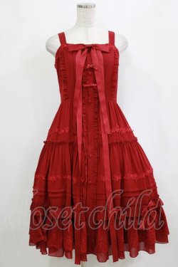 画像1: Dawn & Morning Dew（海外ロリータブランド） / フリルジャンパースカート L レッド H-26-02-02-005-PU-OP-NS-ZH